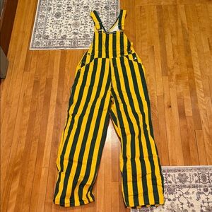 GREEN/GOLD STIPED GAME BIB OVERALLS XS